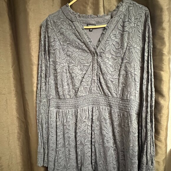 Torrid Women’s Gray Lace Long Sleeve Smocked Waist Dress - Picture 1 of 4